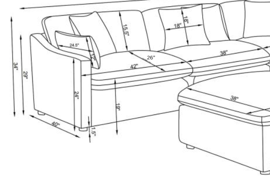 Deluxe Gray Performance Slope Arm Cloud Couch - Double Chaise 6pc Set