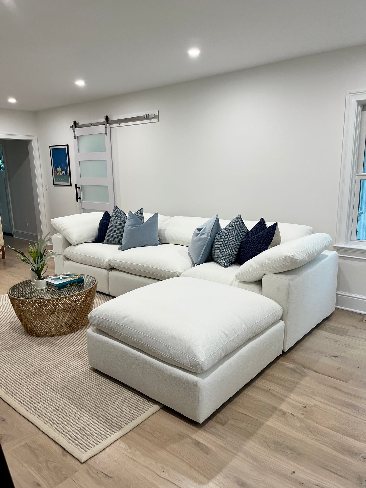 Luxe Depth Ivory Bouclé Performance Square Arm Cloud Couch - 4pc Set