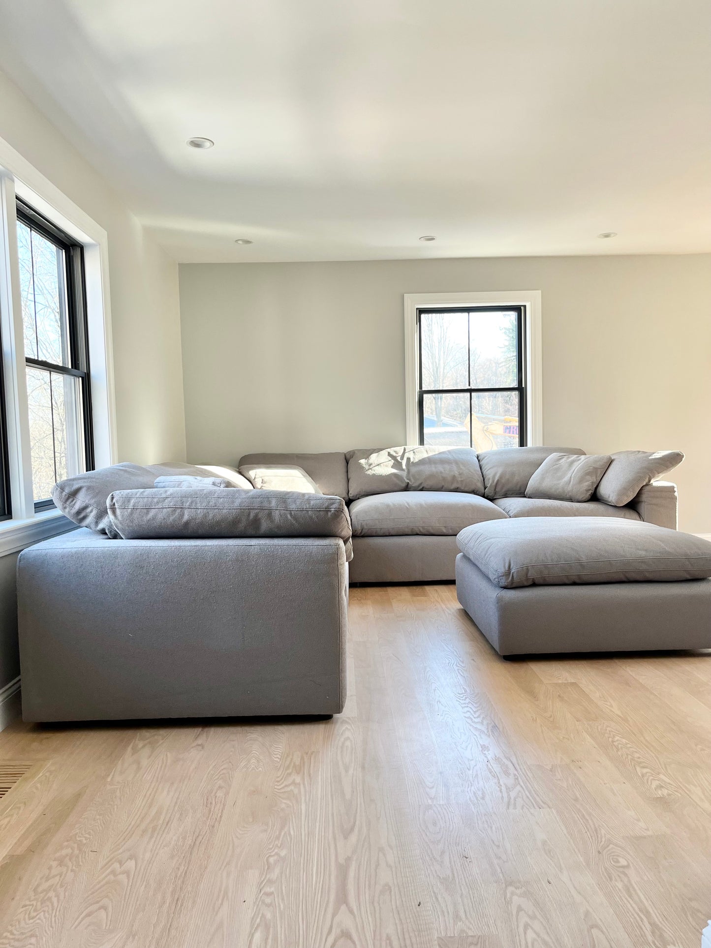 Luxe Depth Slate Gray Performance Bouclé Square Arm Cloud Couch - 6pc Set