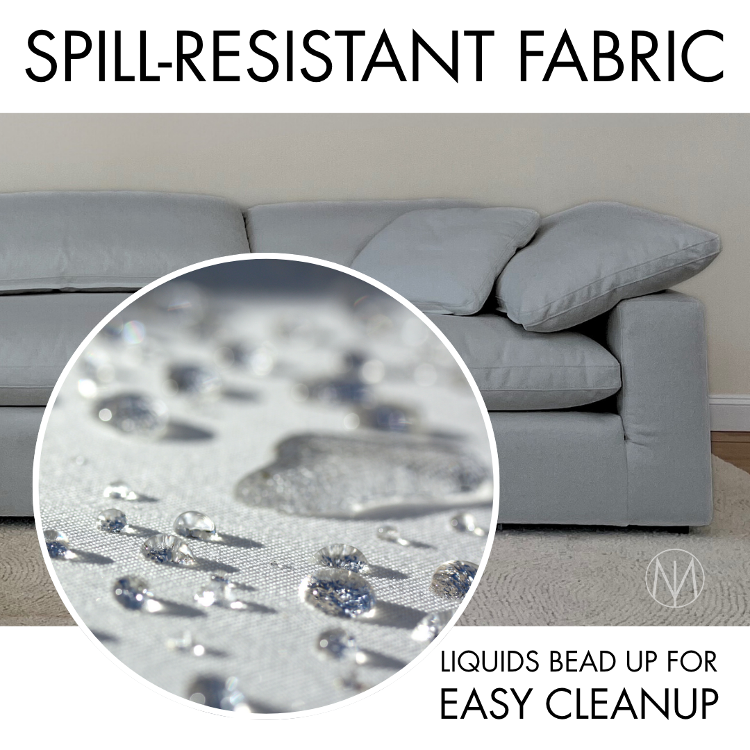 Luxe Depth Slate Gray Performance Bouclé Square Arm Cloud Couch - 6pc Set