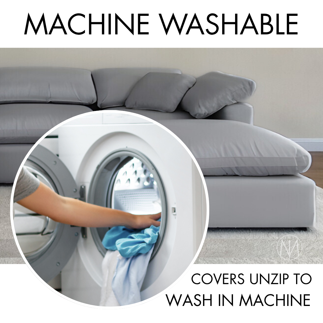 Luxe Depth Slate Gray Performance Bouclé Square Arm Cloud Couch - 6pc Set