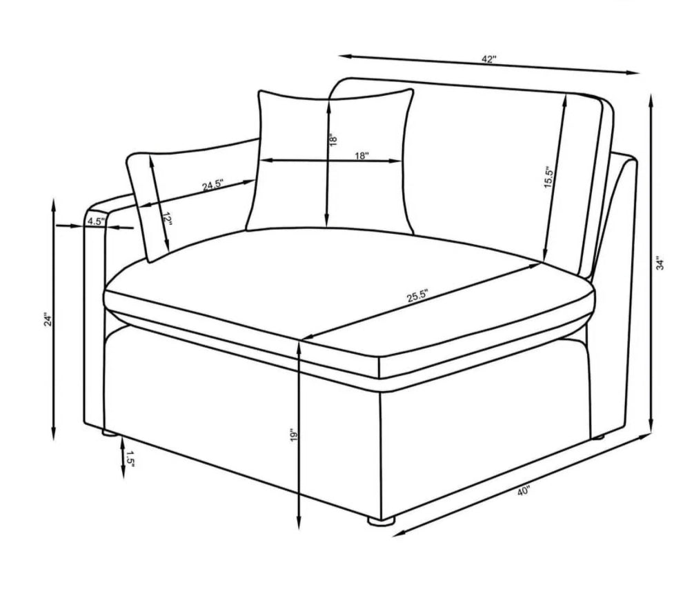 Deluxe Cream Performance Slope Arm Cloud Couch - 4pc Set