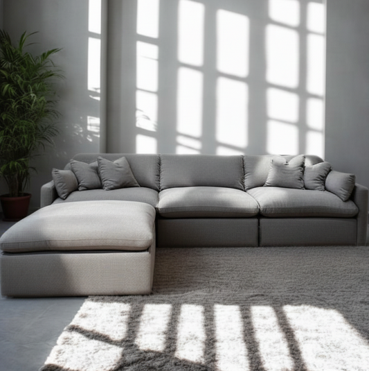 Deluxe Gray Performance Slope Arm Cloud Couch - 4pc Set