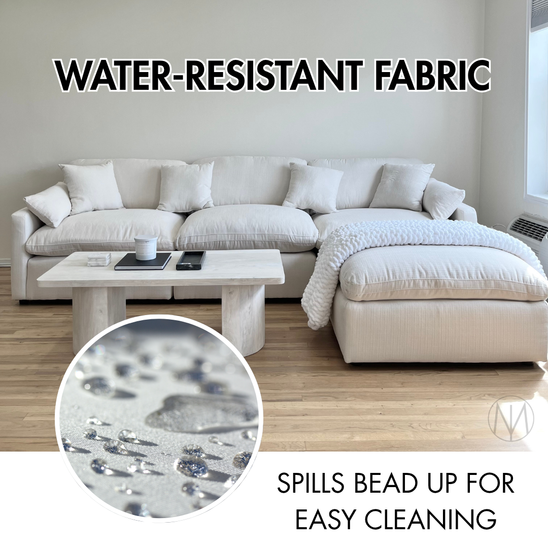 Deluxe Cream Performance Slope Arm Cloud Couch - 4pc Set